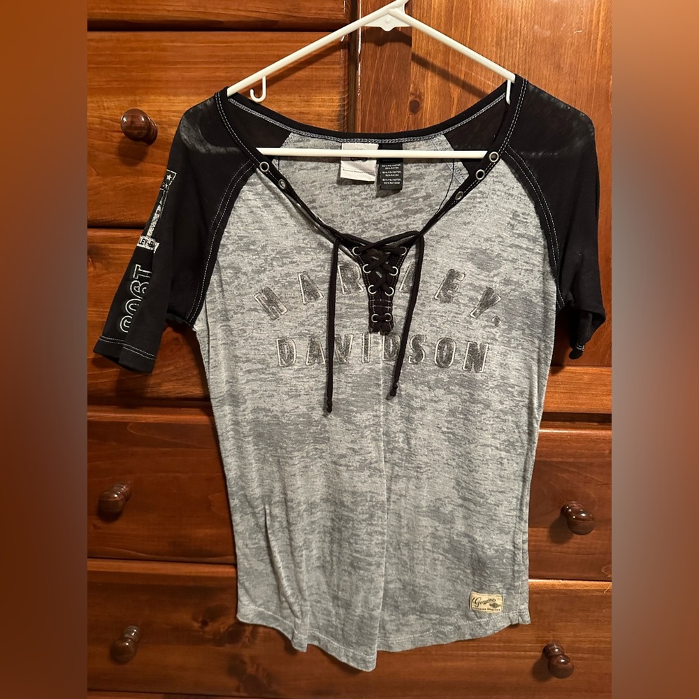 Women’s Harley Davidson v-neck Drawstring T-Shirt